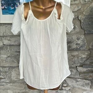 Off White Cold Shoulder Top